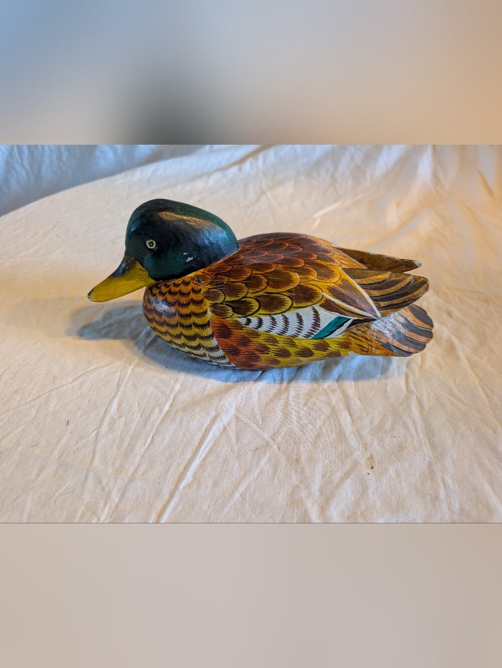 2/60$ Hand-Painted Duck Figurine in Green - decorative home accents